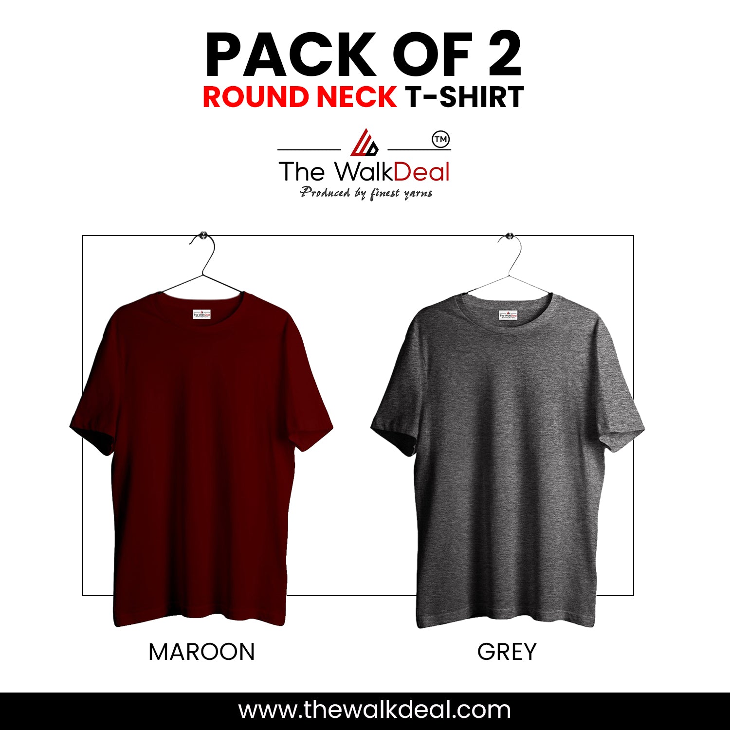 ( Pack of 2 ) Combo Plain Round Neck T-Shirt For Men