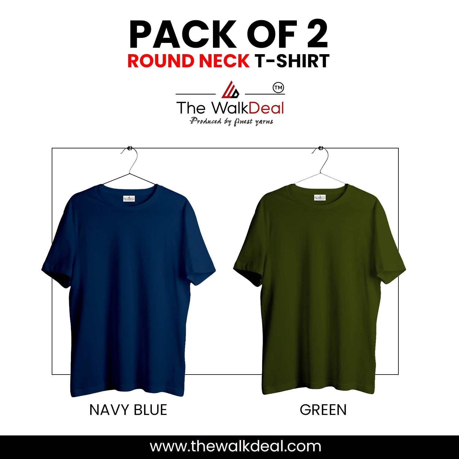 ( Pack of 2 ) Combo Plain Round Neck T-Shirt For Men