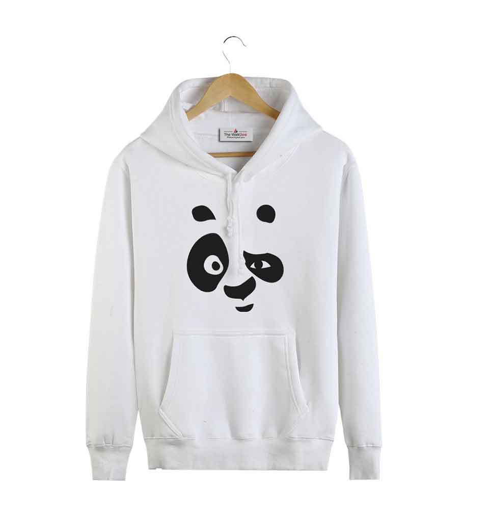 Face Panda Printed Hoodie White