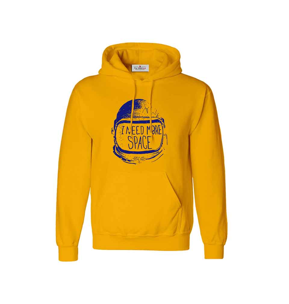 I Need More Space Printed Hoodie Mustard