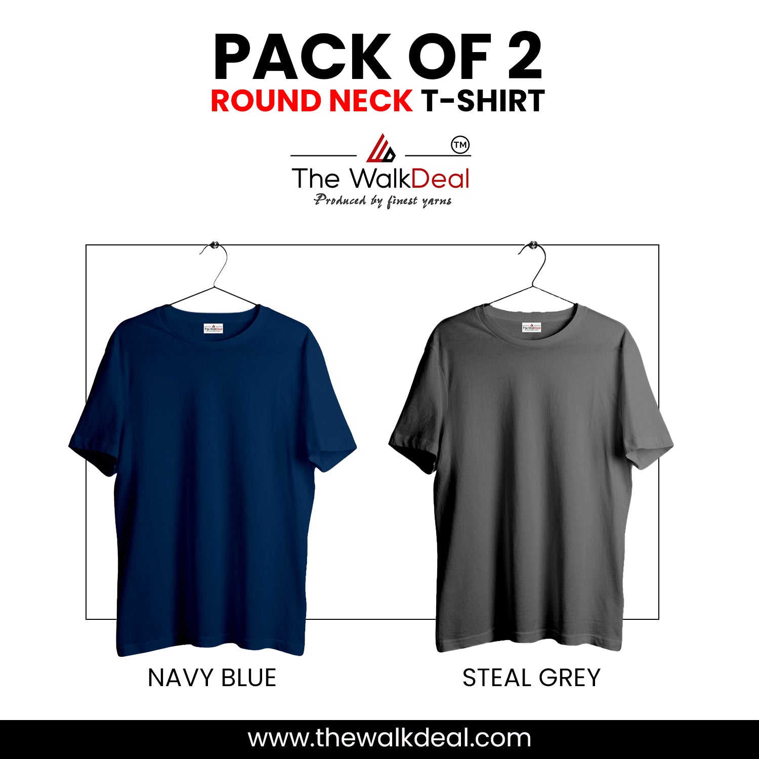 ( Pack of 2 ) Combo Plain Round Neck T-Shirt For Men