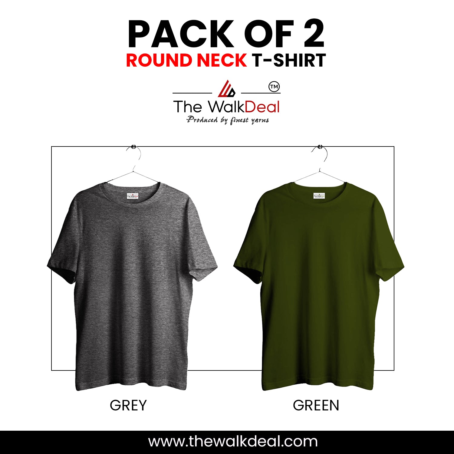 ( Pack of 2 ) Combo Plain Round Neck T-Shirt For Men