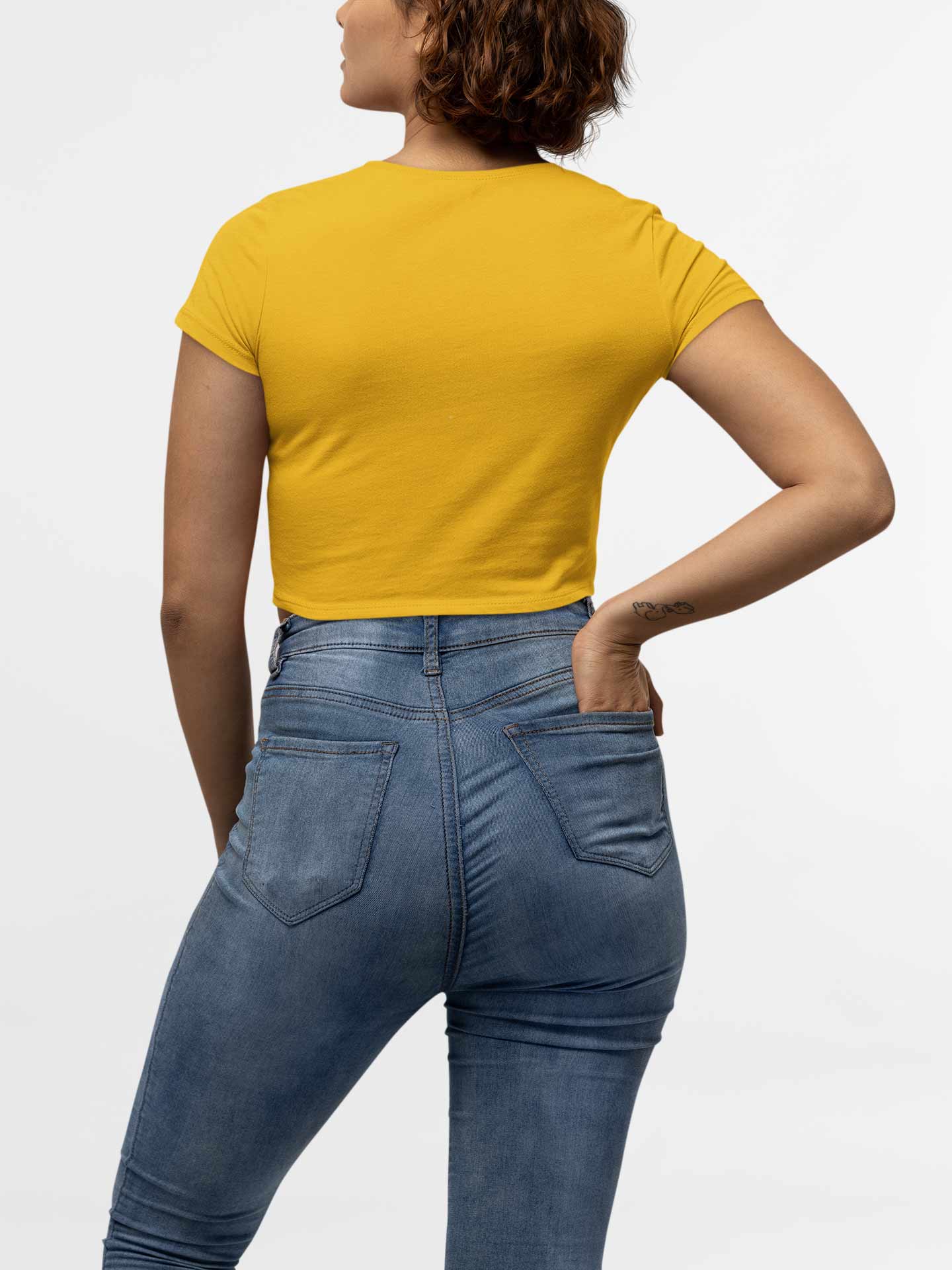 Yellow Round Neck Crop Top