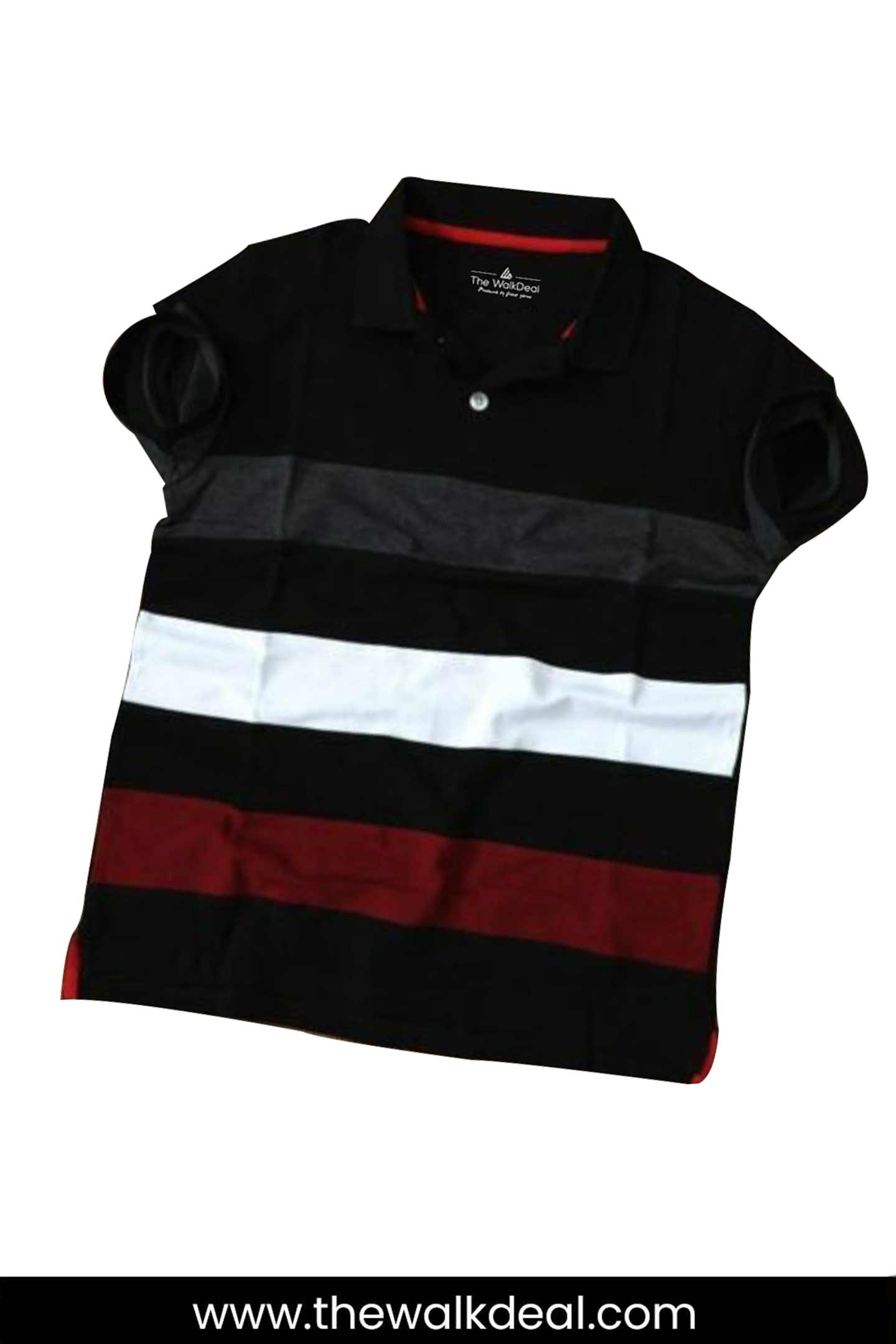 Striped Panel Polo T-Shirt For Men's