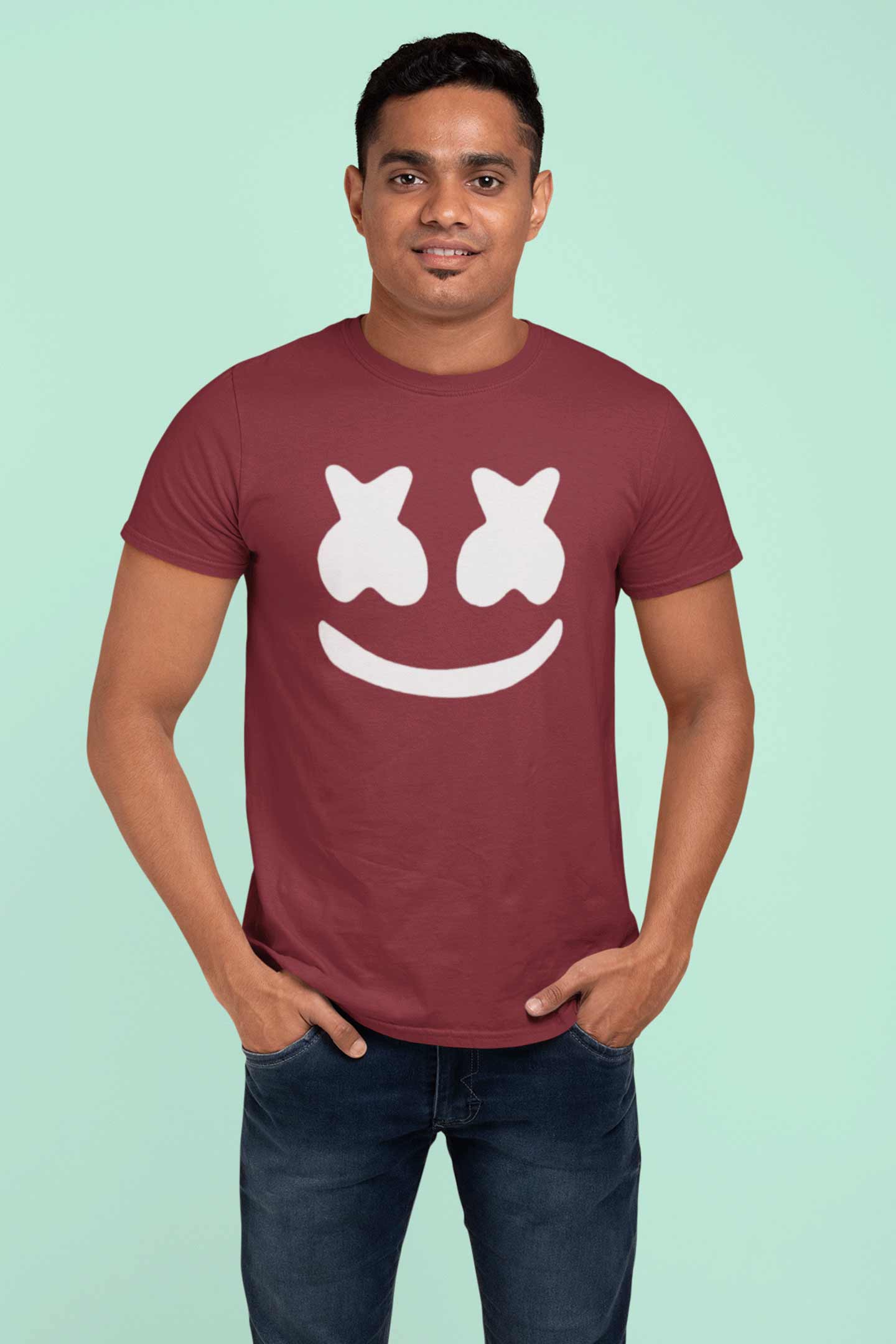 Marshmellow Cross Maroon T-Shirts For Men