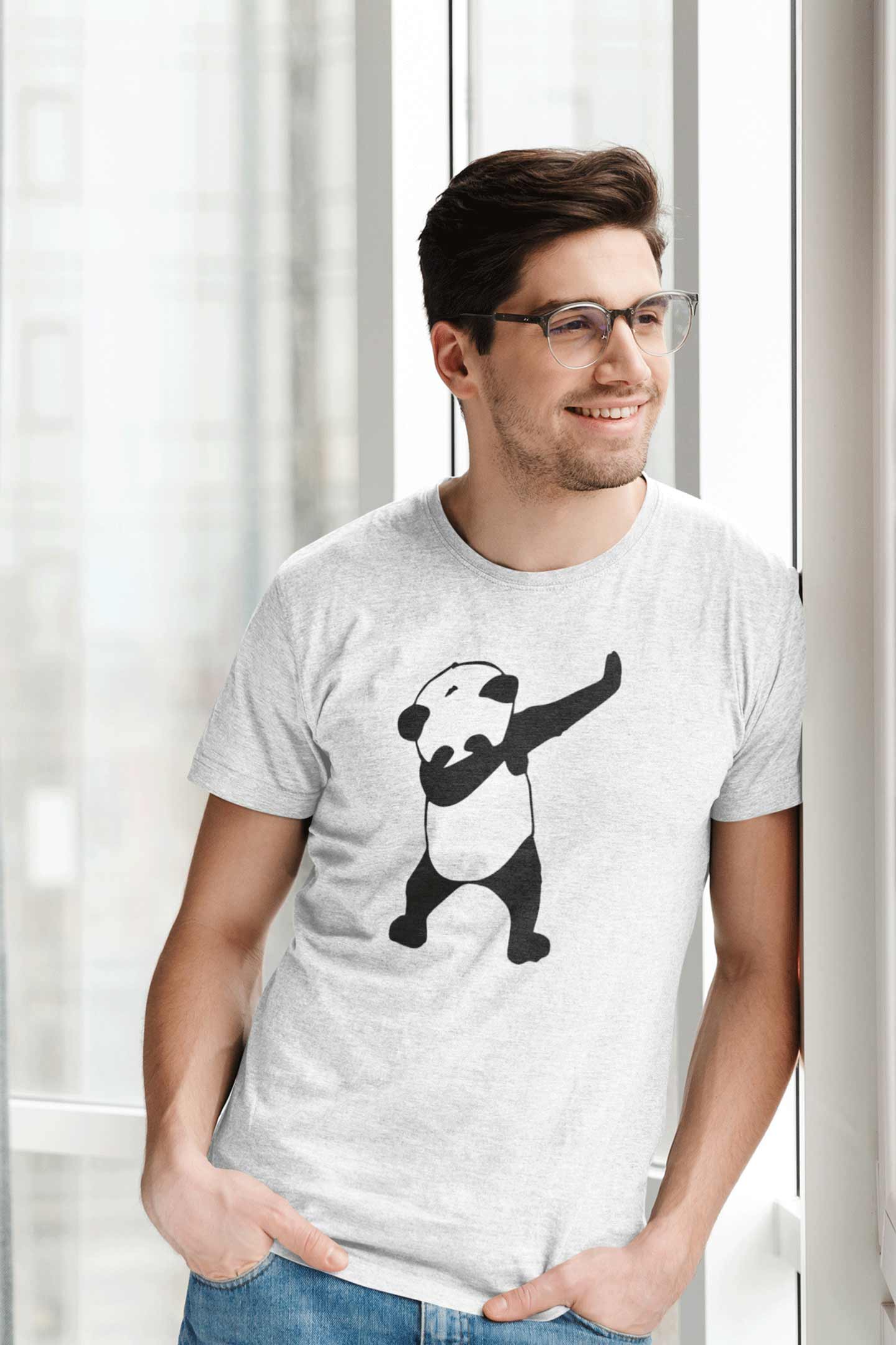 Dab_Panda_White T-Shirts For Men