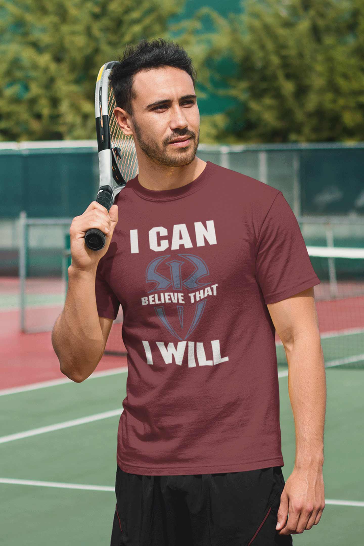 I_CAN_I_WILL_MAROON T-Shirts For Men