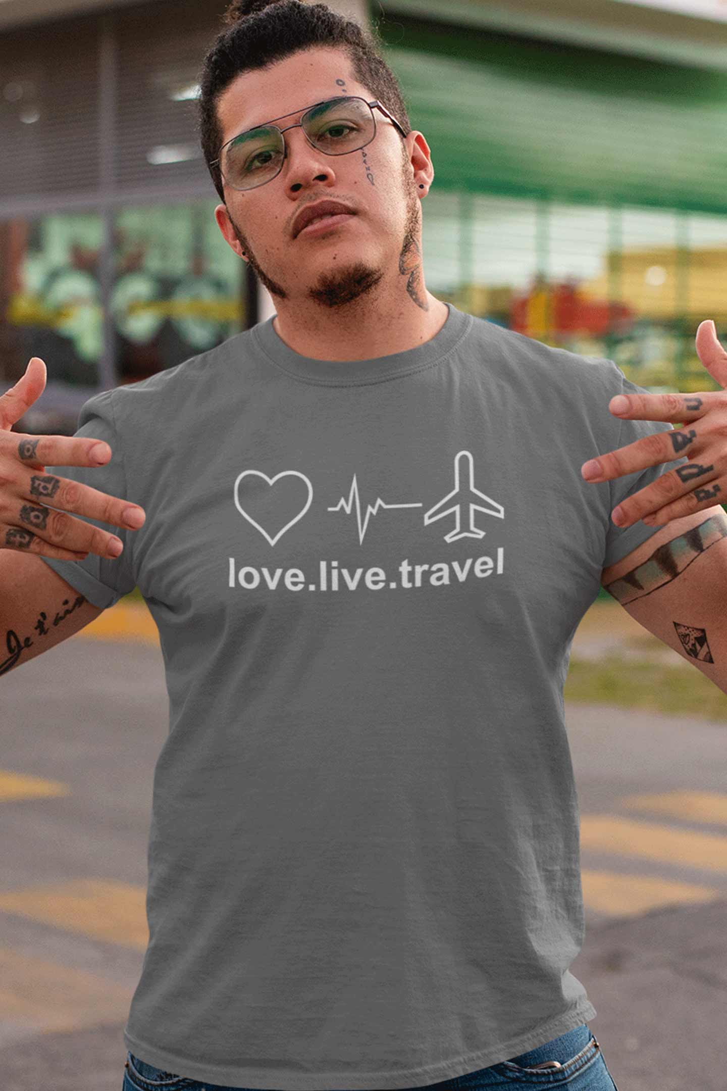 Love-Live-Travel_SteelGrey T-Shirts For Men