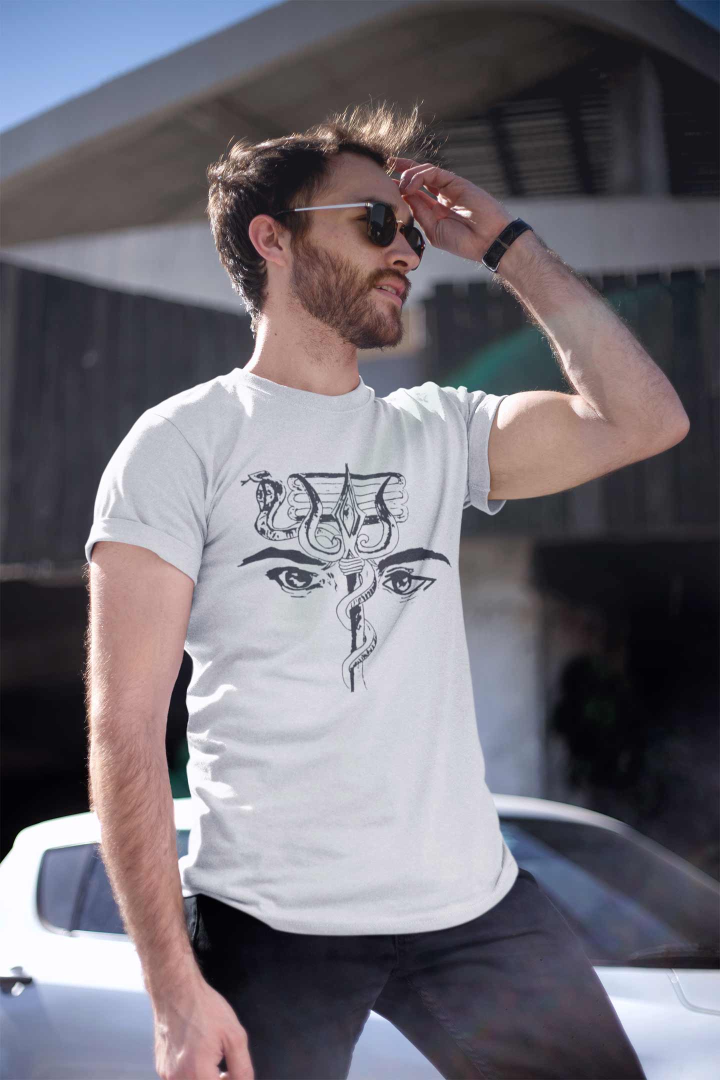 Mahadev_Eye_White T-Shirts For Men