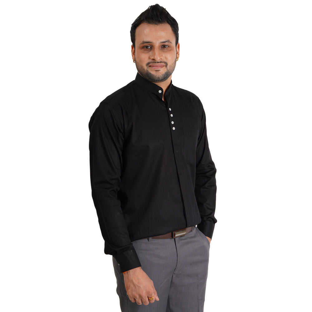 Premium Solid Casual Cotton Shirt Black