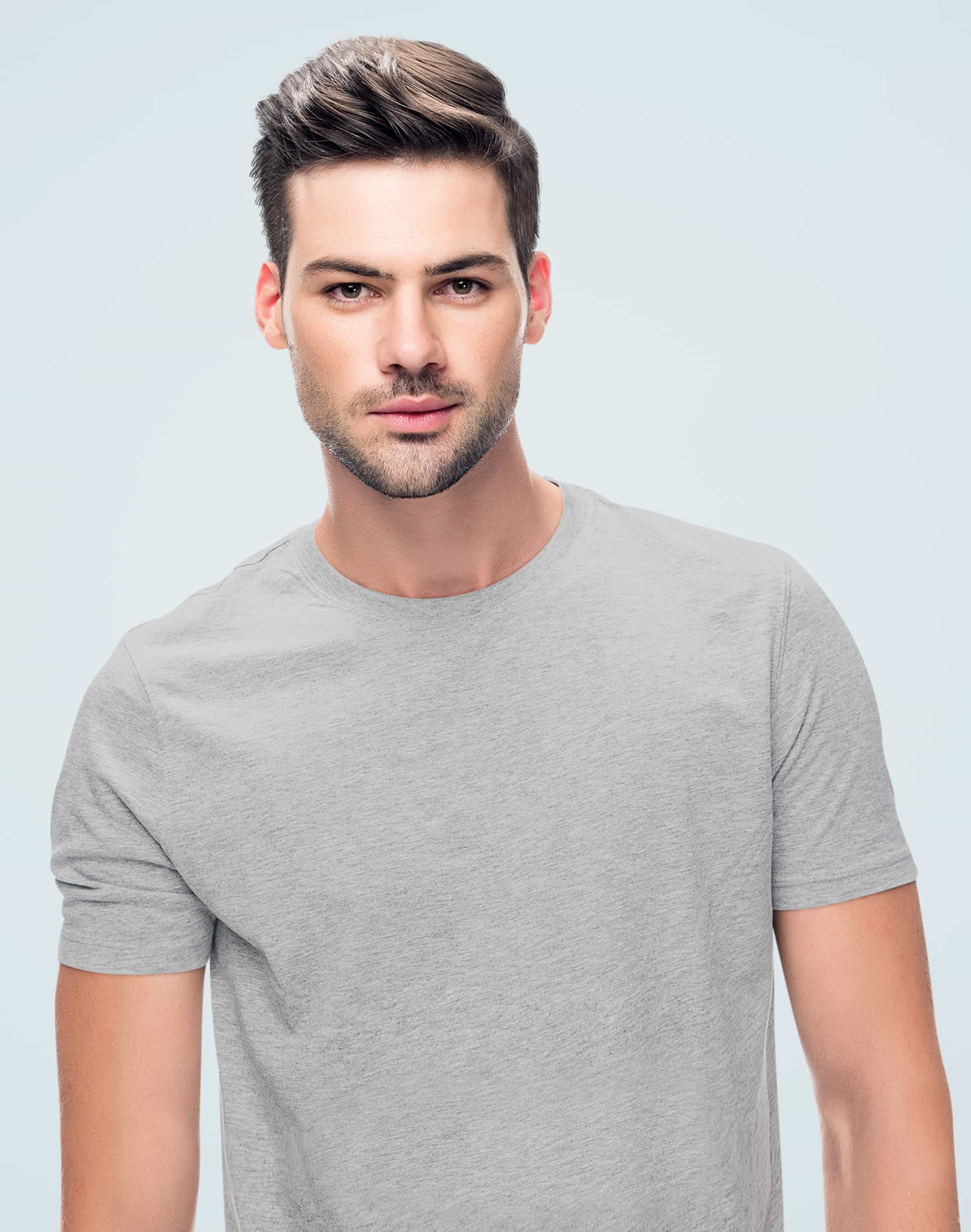 Grey Round Neck T-Shirt For Men