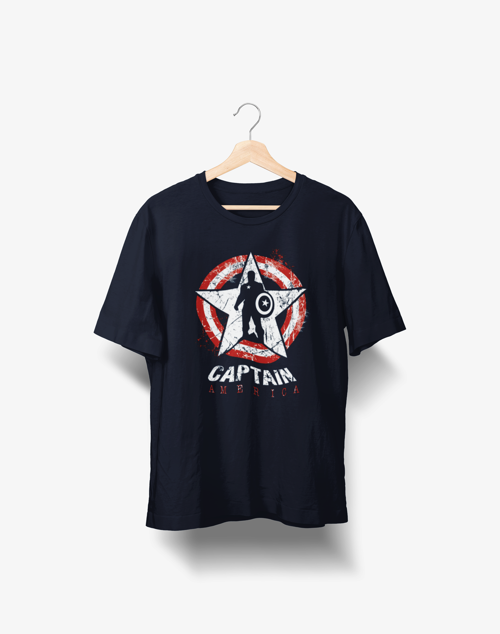 Captain America Navy Blue Round Neck T-Shirt