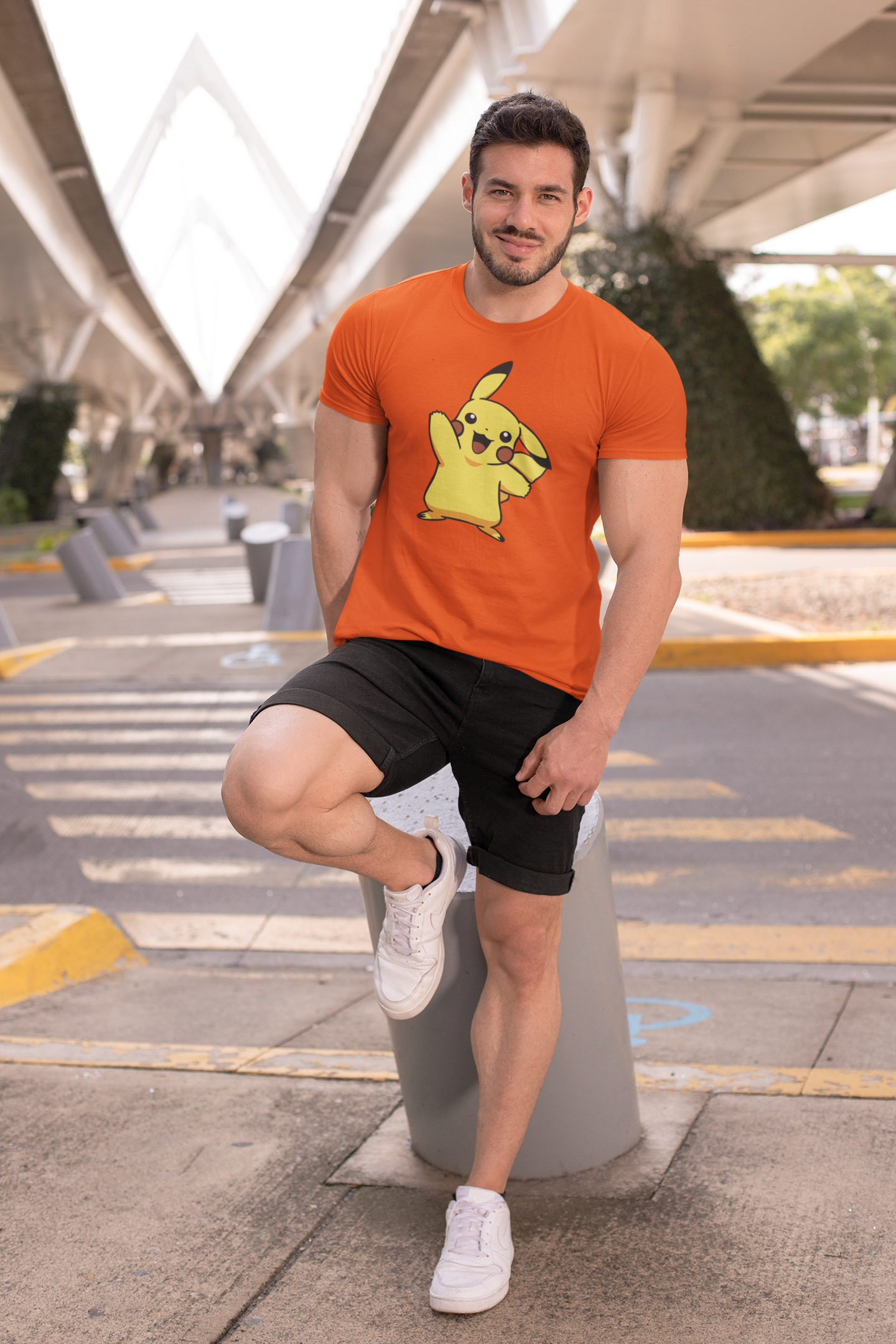 Pikachu Orange Round Neck T-Shirt