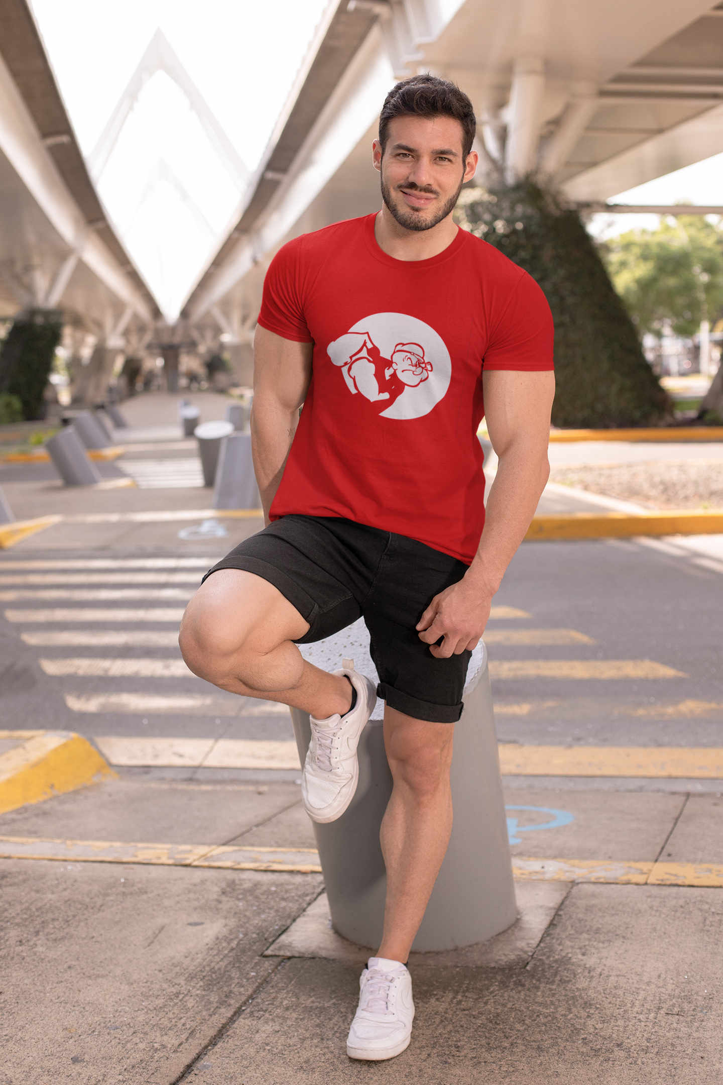 Popeye Red Round Neck T-Shirt