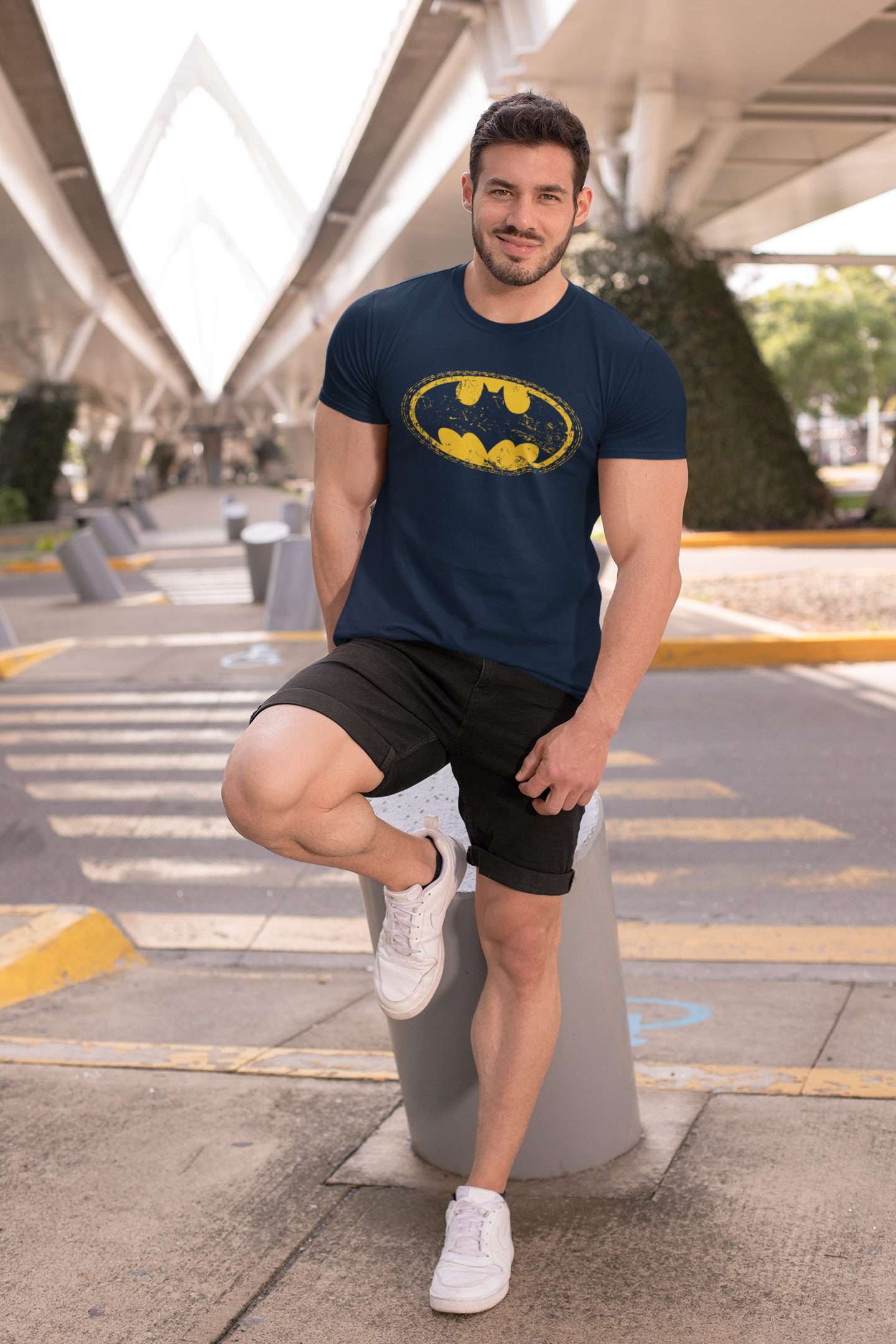 Batman Navy Blue Round Neck T-Shirt