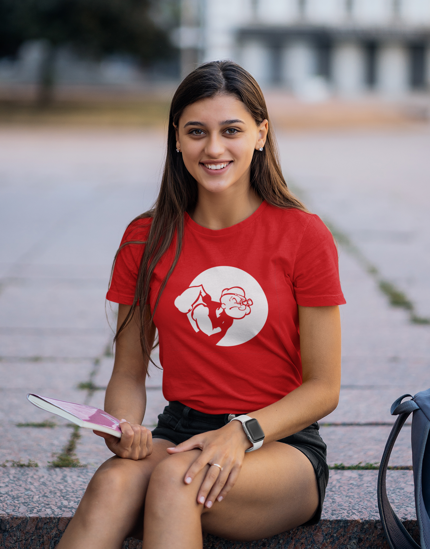 Popeye Red Round Neck T-Shirt