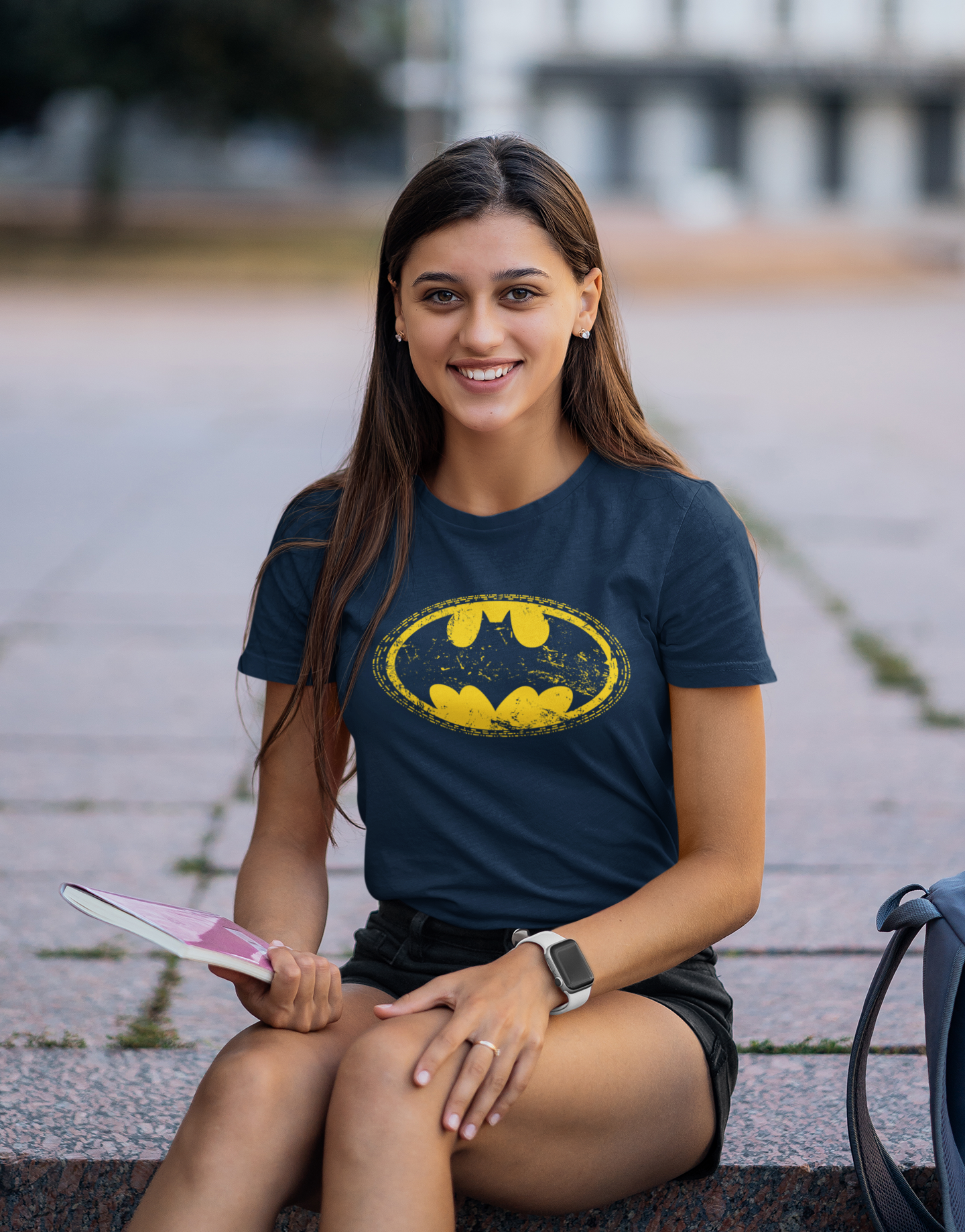 Batman Navy Blue Round Neck T-Shirt