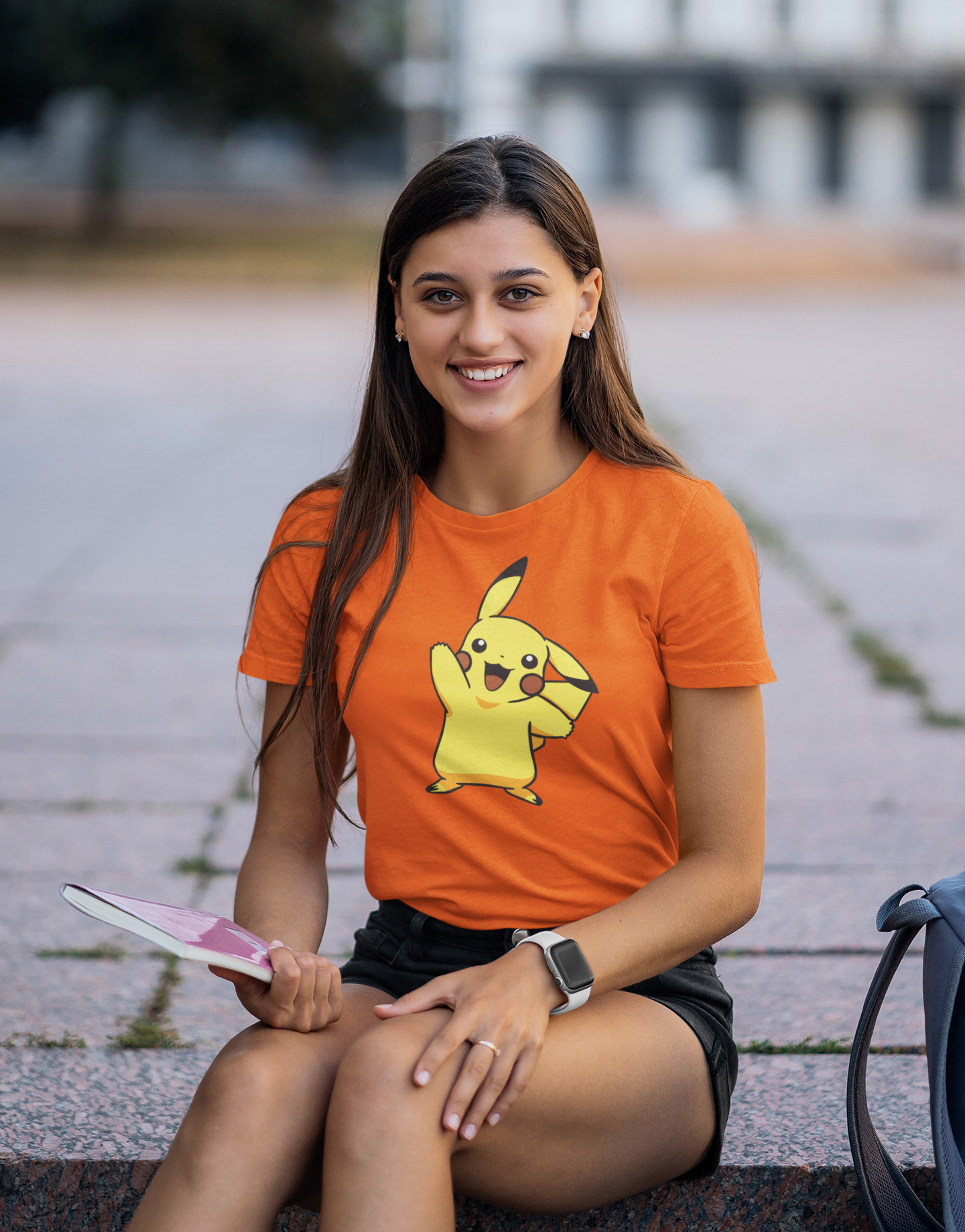 Pikachu Orange Round Neck T-Shirt