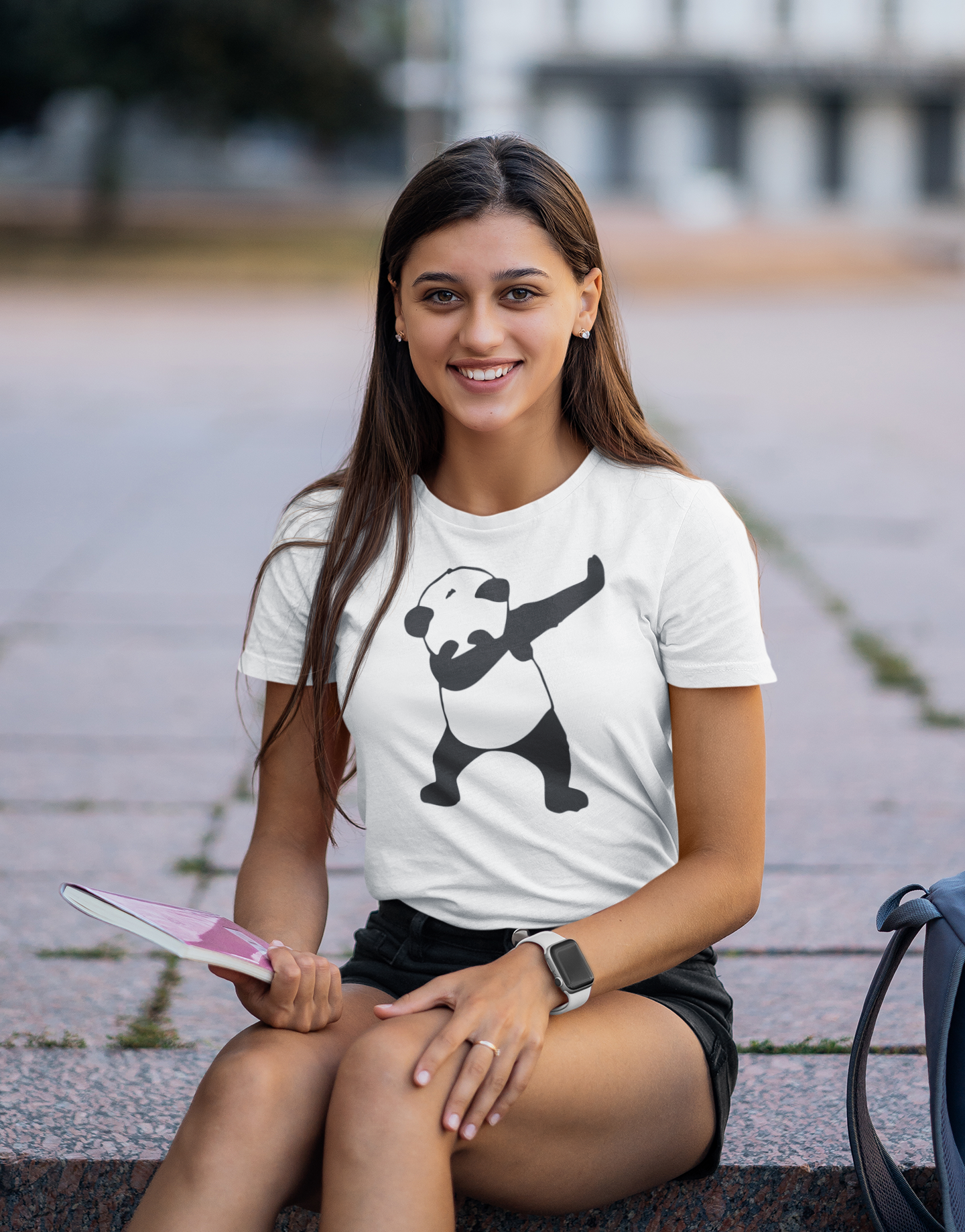 Panda White Round Neck T-Shirt