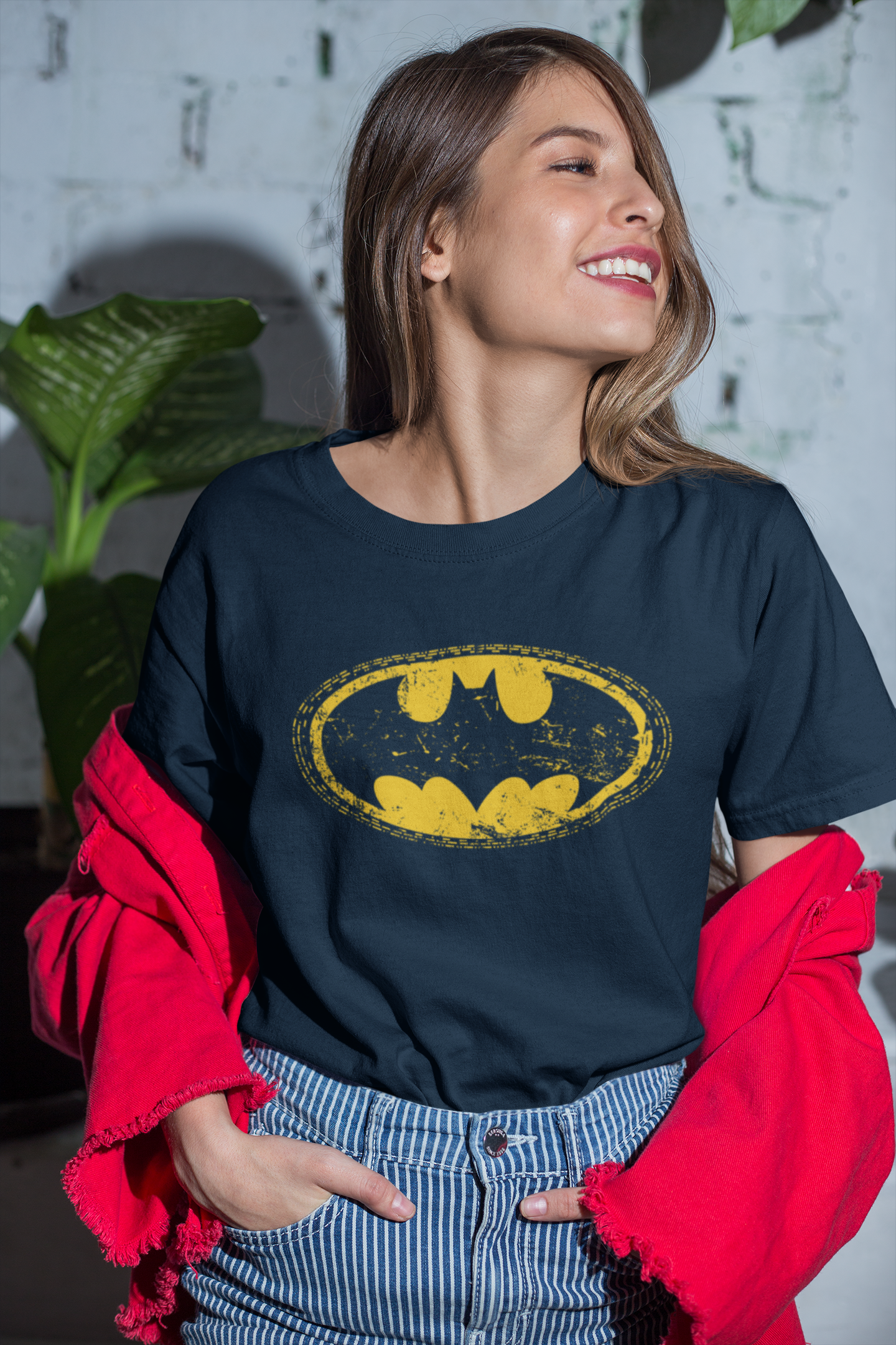 Batman Navy Blue Round Neck T-Shirt