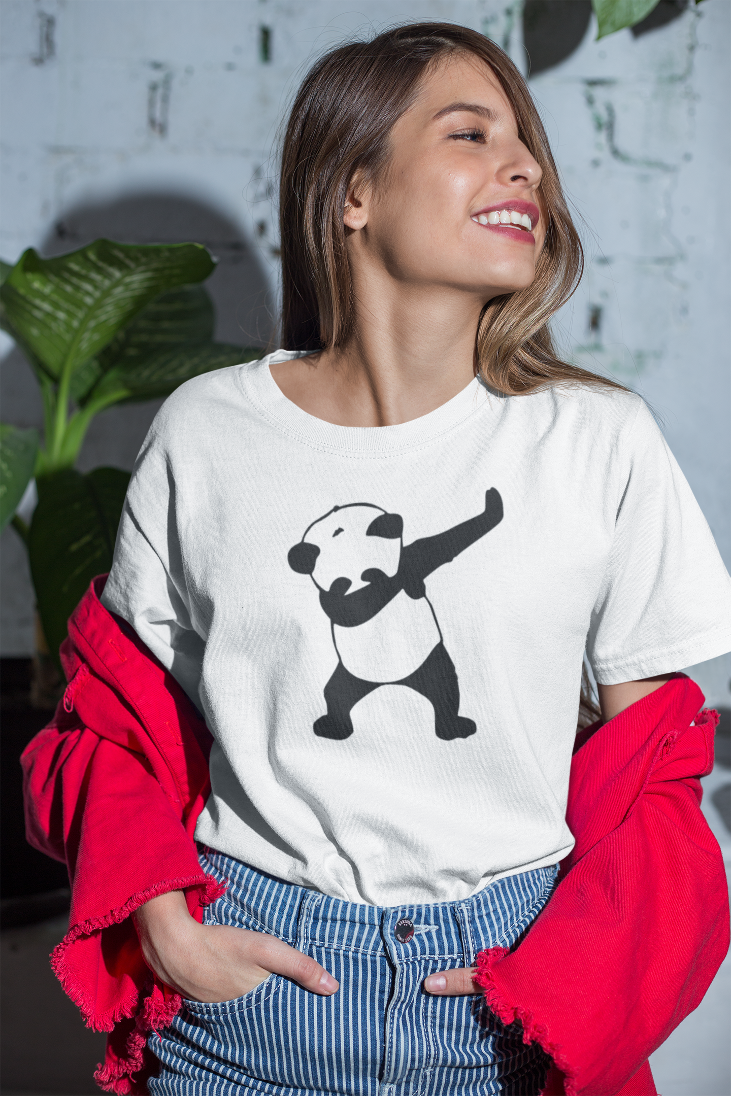 Panda White Round Neck T-Shirt